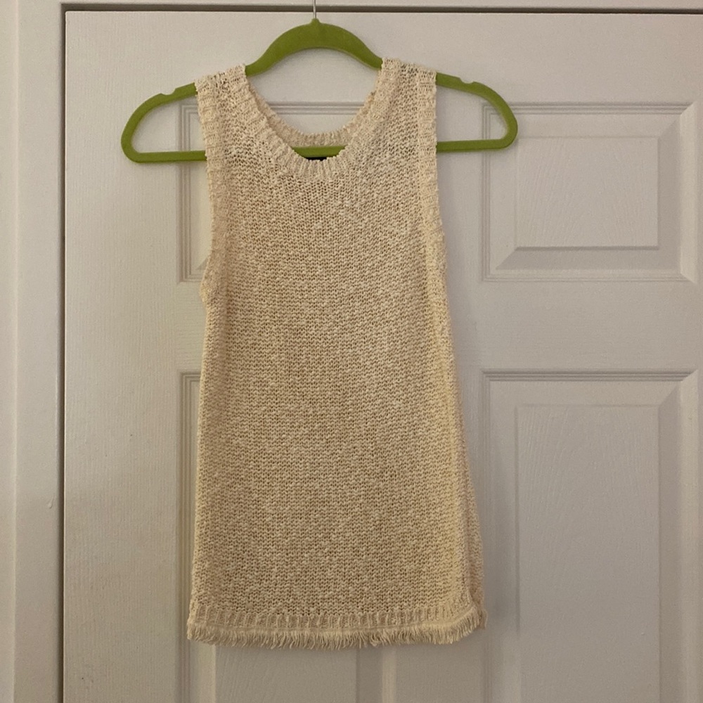 Ann Taylor Off-White Sleeveless Knit Top - XS
